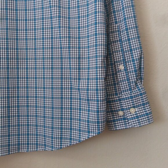 PETER MILLAR | Summer Comfort Performance Sport Blue Check Button Down Shirt L - Picture 8 of 13
